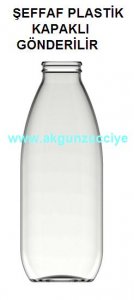CAM ŞİŞELER 1 LT SÜT ŞİŞESİ  ŞEFFAF PLASTİK KAPAKLI  1 KOLİSİ 30 ADETLİDİR